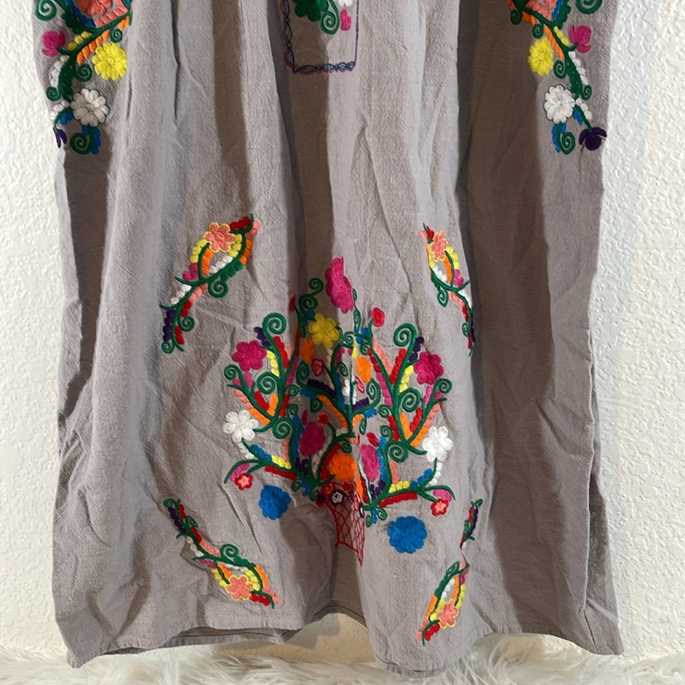 YZXDORWJ Women Mexican Embroidered Floral Dress Short Sleeve Size 2XL - Picture 7 of 15